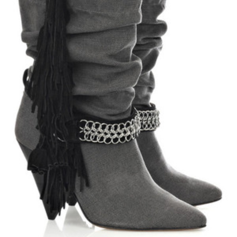 Isabel Marant canvas fringed boots